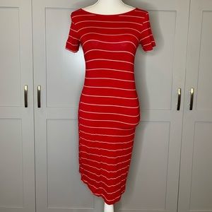 Red and White Stripe T-Shirt Dress